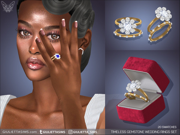 Sims 4 — Timeless Gemstone Wedding Rings Set by feyona — Timeless Gemstone Wedding Rings Set comes with 20 swatches