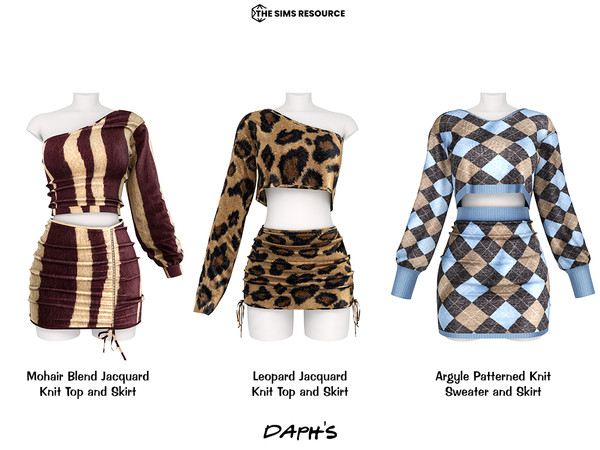 Sims 4 — DAPHS - Leopard Jacquard Knit Skirt C1711 - TSR by Daph's — Warm tones, soft textures, and modern silhouettes