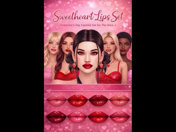 Sims 4 — Sweetheart Lips Set by LowElfEsteem — Fall head over heels with the Sweetheart Lips Set, a romantic collection
