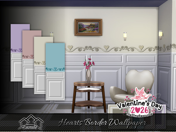 Sims 4 — Hearts Border Wallpaper by Emerald — Wishing you a Happy Valentine's Day!