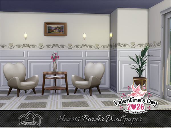 Sims 4 — Hearts Border Wallpaper 1 by Emerald — Wishing you a Happy Valentine's Day!