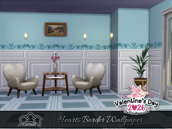Sims 4 — Hearts Border Wallpaper 3 by Emerald — Wishing you a Happy Valentine's Day!