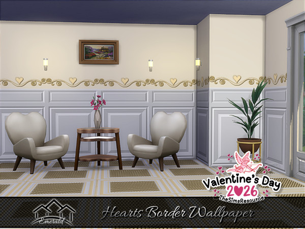 Sims 4 — Hearts Border Wallpaper 4 by Emerald — Wishing you a Happy Valentine's Day!