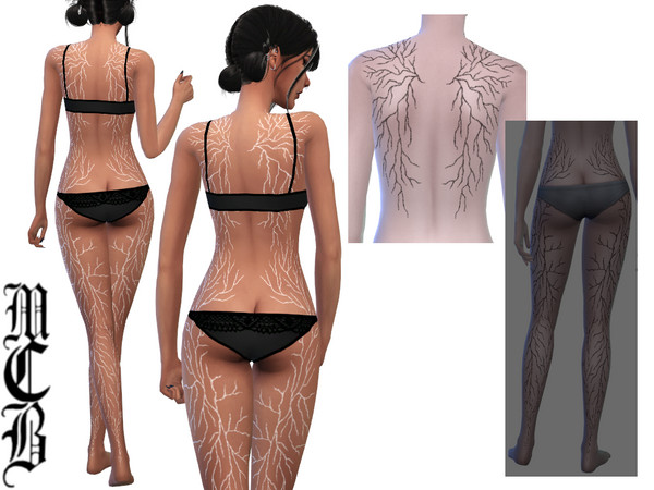 Sims 4 — Vampiric Veins Upper Back Tattoo by MaruChanBe2 — Vampiric tattoos for your cuties.