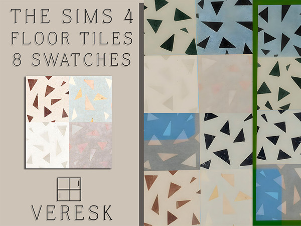 Sims 4 — VERESK_Ceramic floor with triangular marble inlays 2 by Veresk_Veresk — A set of 8 floor tiles with a geometric