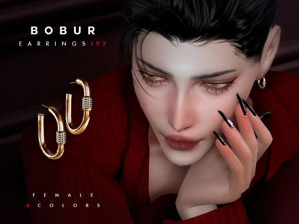 Sims 4 — Chain earrings with gems by Bobur2 — Chain Earrings with Gems for female