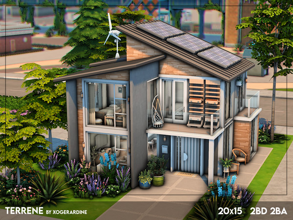 Sims 4 — Terrene (NO CC) by xogerardine — A small but charming 2 bedroom contemporary home with a subtle eco vibe and