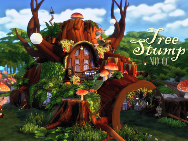Sims 4 — Tree Stump by VirtualFairytales — "Wait... is it giant or have I been shrinked? - Looks cozy! Hmm... Is