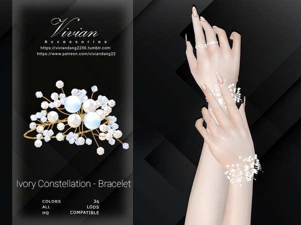 Sims 4 — Ivory Constellation - Bracelet by VivianDang — - All new meshes