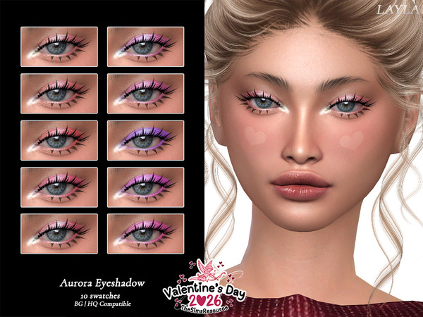 Sims 4 — Valentine'sDay2026 - Aurora Eyeshadow by Layla — Female Eyeshadow Previews were made using HQ Mod
