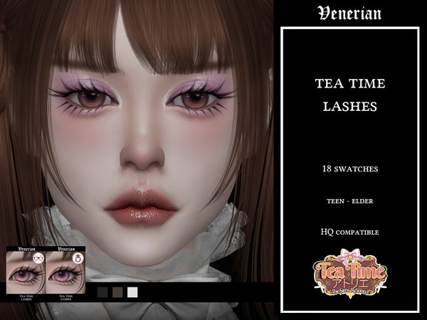 Sims 4 — Tea Time 3D Eyelashes by Venerian (Tea Time ) by Venerian — 18 swatches Two versions available: Incompatible