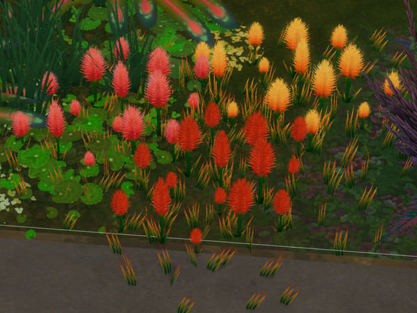 Sims 4 — Fire Brushes by EdnaScissorhands — Vivid Paintbrush style flowers inspired by some found in frontiers of pandora