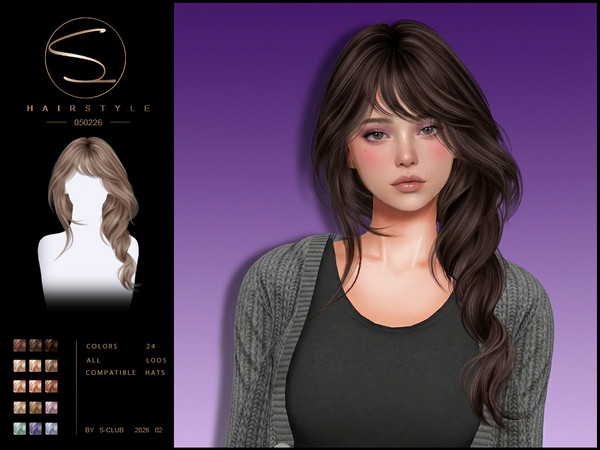 Sims 4 — sclub_ts4_hair_ 050226 by S-Club — long wavy hairstyle, hope you like, thank you.