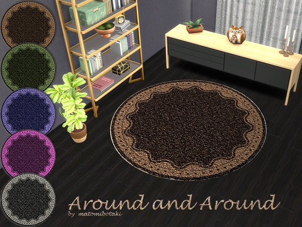 Sims 4 — Around and Around by matomibotaki — Why not something round? Round rug in 5 different colors, each item with
