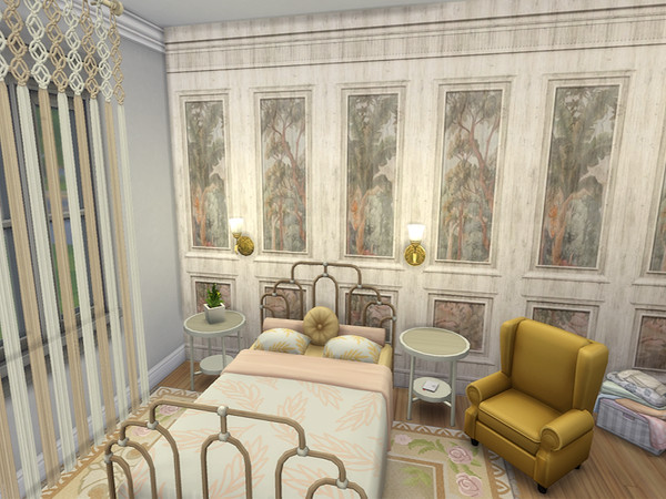 Sims 4 — Art Panel Walls by lavilikesims — A light wood with inset art pieces, 3 variations. All wall sizes.