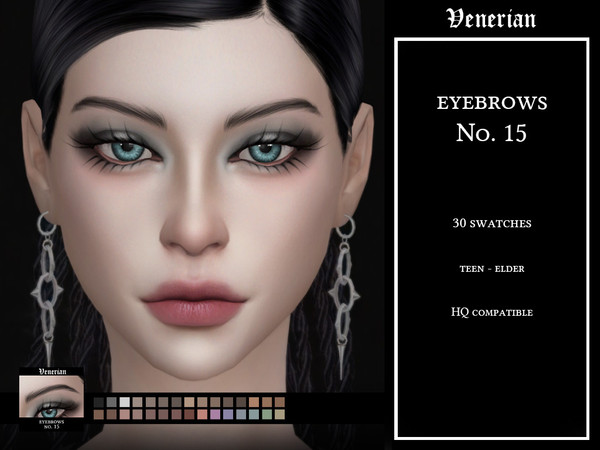 Sims 4 — Eyebrows No. 15 by Venerian by Venerian — 30 swatches Teen to elder No gender or frame restrictions HQ