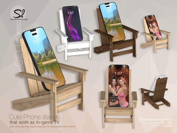 Sims 4 — Cell Mates - phone stands - Mini Chair by SIMcredible! — Cell mates is a set with 8 different models of Cell