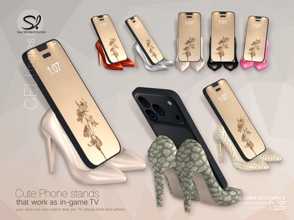 Sims 4 — Cell Mates - phone stands - Shoes by SIMcredible! — Cell mates is a set with 8 different models of Cell phone