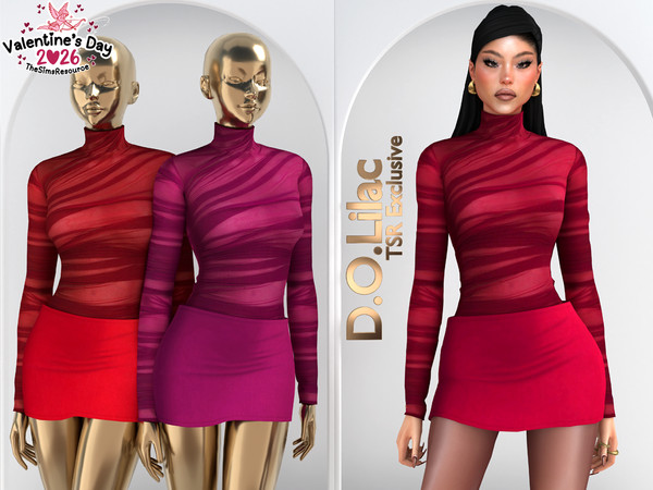 Sims 4 — Scarlet Muse Set DO140 by DOLilac — Includes: (Top + Bottom)