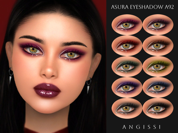 Sims 4 — Asura Eyeshadow A92 by ANGISSI — PREVIEWS MADE USING HQ MOD 10 colors