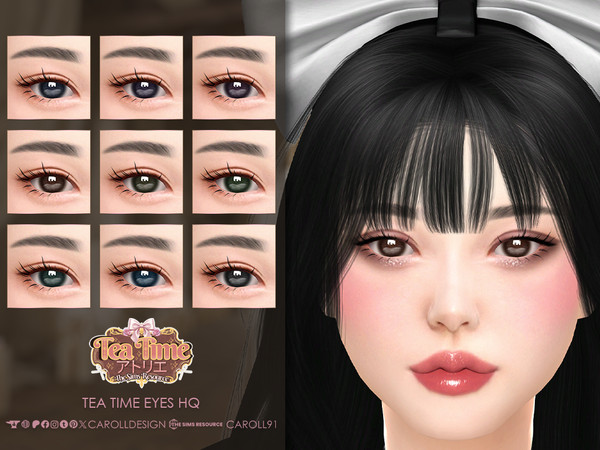 Sims 4 — Tea Time Eyes HQ by Caroll912 — A 9-swatch mellow face paint set of eyes in different shades of darkened