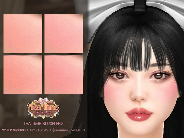 Sims 4 — Tea Time Blush HQ by Caroll912 — A 4-swatch soft matte cheek blush in the shades of pink and orange. Blush is