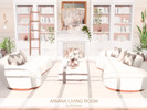 Sims 4 — Ariana Living Room by BlusterSims — The Ariana Living Room is a bright, airy space with curved cream sofas,