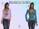 Sims 4 — ErinAOK Womens Top 020626 by ErinAOK — Women's nylon-spandex jersey long-sleeved blouse with cutout accentuated