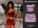 Sims 4 — Lover (Set) by Beto_ae0 — A cute outfit covered in hearts, perfect for Valentine's Day. Enjoy!