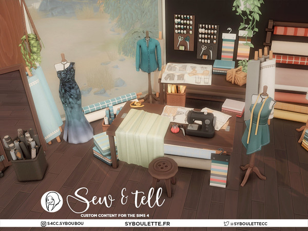 Sims 4 — Sew & Tell - Roll of fabric by Syboubou — Sew & Tell is a cc set made to bring the magic of a sewing