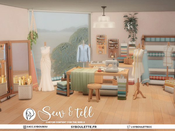 Sims 4 — Sew & Tell - Mannequin with wip dress by Syboubou — Sew & Tell is a cc set made to bring the magic of a