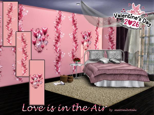 Sims 4 — Love is in the Air SET by matomibotaki — Valentine's Day brings joy to you and let even your wallpaper spread