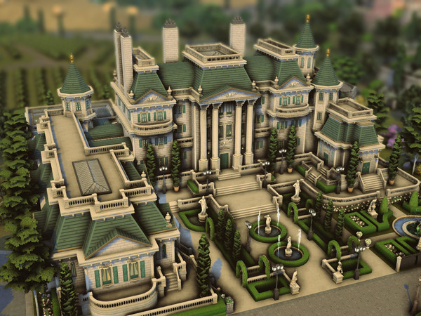 Sims 4 — Huge Luxury Palace (NO CC) by plumbobkingdom — This imposing palace combines classical architecture with refined