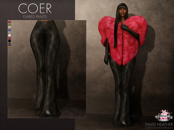 Sims 4 — David Heather - Coer Flared Pants by VentaStudio — Coer Heart Fur