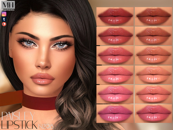 Sims 4 — Paisley Lipstick N298 by MagicHand — Glossy lips in 18 colors - HQ Compatible.