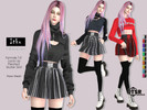 Sims 4 — ITKU - Skater Skirt by Helsoseira — Style - Gingham striped, Lace up pleated skater skirt
