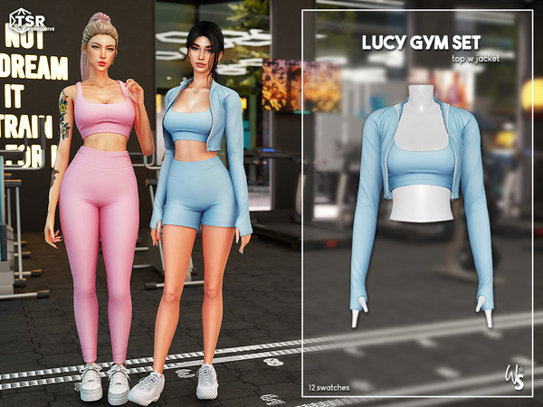 Sims 4 — (Wisteria) Lucy Gym Set_ top with jacket by WisteriaSims — for woman