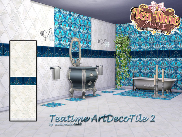 Sims 4 — Teatime ArtDecoTile2 by matomibotaki — Elegant Art Nouveau tiles for the bathroom or wherever beautiful tiles