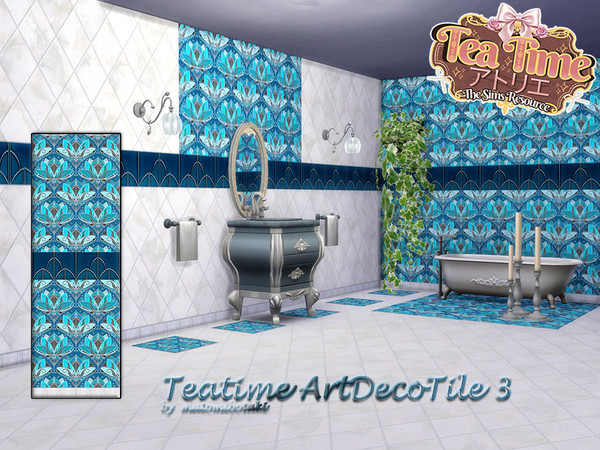 Sims 4 — Teatime ArtDecoTile3 by matomibotaki — Elegant Art Nouveau tiles for the bathroom or wherever beautiful tiles