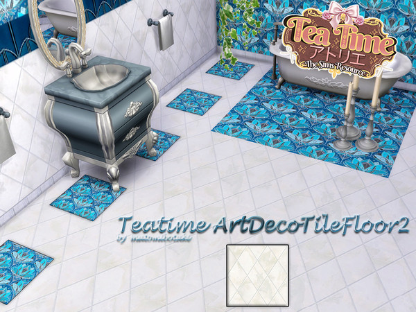 Sims 4 — Teatime ArtDecoTileFloor2 by matomibotaki — Elegant Art Nouveau floor tiles for the bathroom or wherever