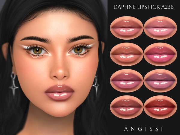Sims 4 — Daphne Lipstick A236 by ANGISSI — PREVIEWS MADE USING HQ MOD 8 colors