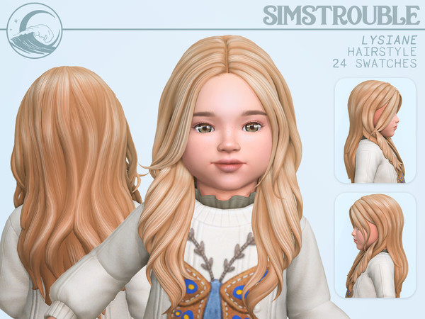 Sims 4 — Lysiane Hairstyle Set - Toddler Conversion by simstrouble — A long, wavy, layered hairstyle for babes Base Game