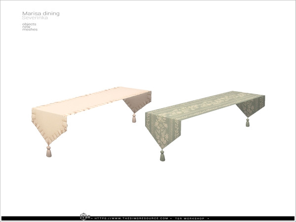 Sims 4 — Marisa - tablecloth short by Severinka_ — Delicate beige and deep shades of green combined with natural wood and
