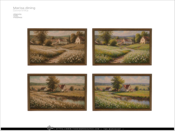 Sims 4 — Marisa - wall art by Severinka_ — Delicate beige and deep shades of green combined with natural wood and aged