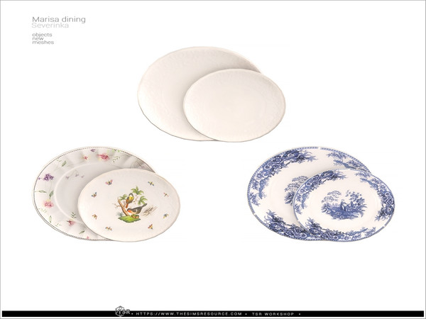 Sims 4 — Marisa - decorative plates oval by Severinka_ — Delicate beige and deep shades of green combined with natural