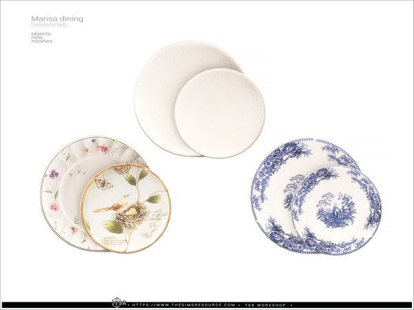 Sims 4 — Marisa - decorative plates by Severinka_ — Delicate beige and deep shades of green combined with natural wood