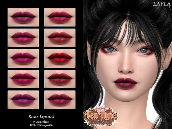 Sims 4 — Tea Time - Rosie Lipstick by Layla — Female Lipstick Previews were made using HQ Mod