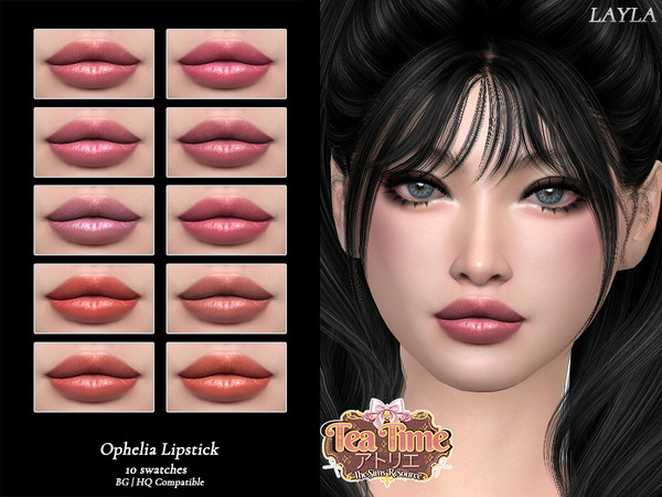 Sims 4 — Tea Time - Ophelia Lipstick by Layla — Female Lipstick Previews were made using HQ Mod