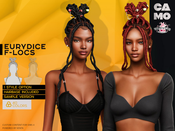 Sims 4 — CAMO - Eurydice F-Locs by VentaStudio — 40 Colors
