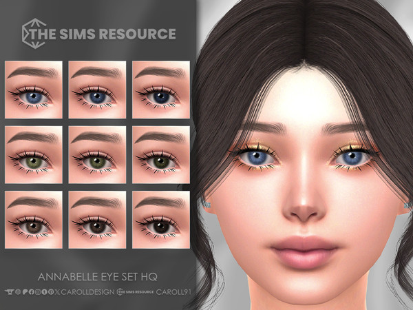 Sims 4 — Annabelle Eye Set HQ by Caroll912 — A set of 9-swatch face paint and default replacement eyes in different